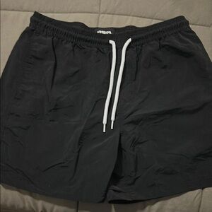 Black Shorts with White Drawstring